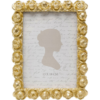 Goldener Bilderrahmen mit Rosendekor für 13x18 cm Fotos, üppige Blütenornamente in glänzendem Gold