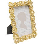 Goldener Bilderrahmen mit Rosenblüten-Dekor, 10x15 cm, KARE Design – elegante Tischdeko im Glamour-Stil