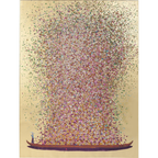 KARE Bild Flower Boat 80x100cm – goldenes Kunstbild mit bunten Blüten und Boot, abstrakte Wanddekoration