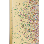 Abstraktes Wandbild mit bunten Farbspritzern auf goldenem Hintergrund, KARE Flower Boat 80x100 cm