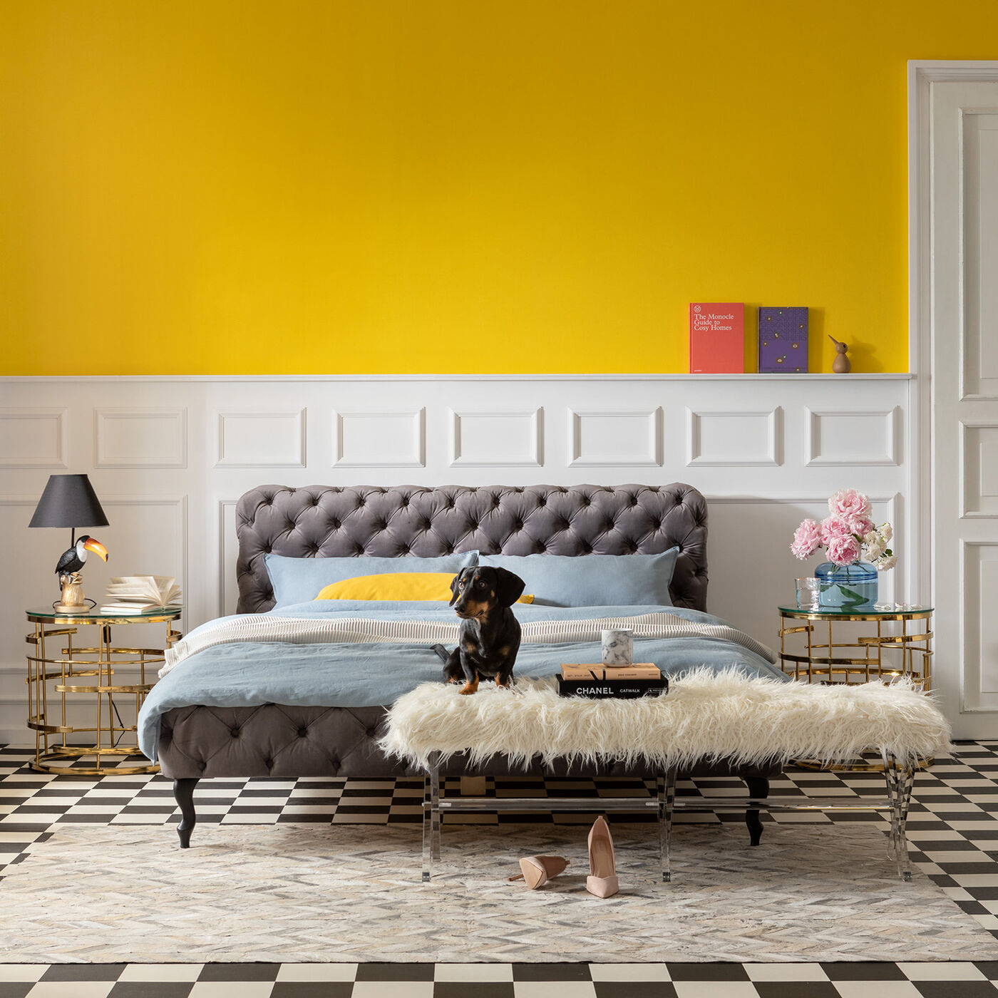 Lit recouvert de velours