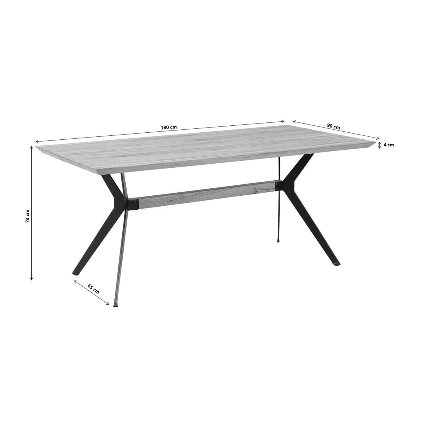 Table en bois massif noyer, 180 x 90 cm, par Kare