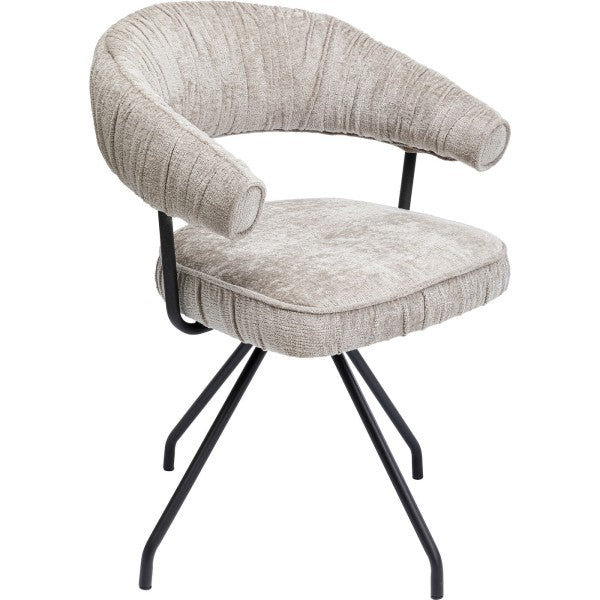 Fauteuil pivotant en tissu argenté de la marque Kare