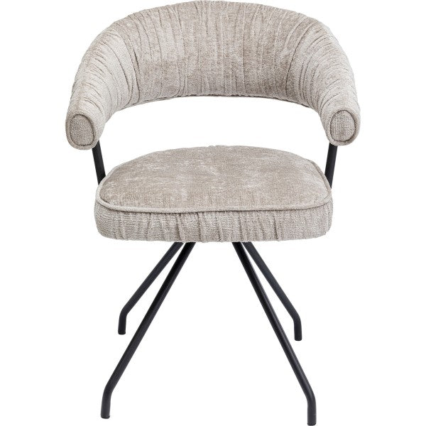 Fauteuil pivotant en tissu argenté de la marque Kare