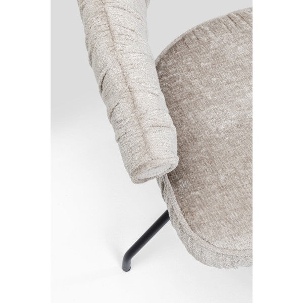 Fauteuil pivotant en tissu argenté de la marque Kare