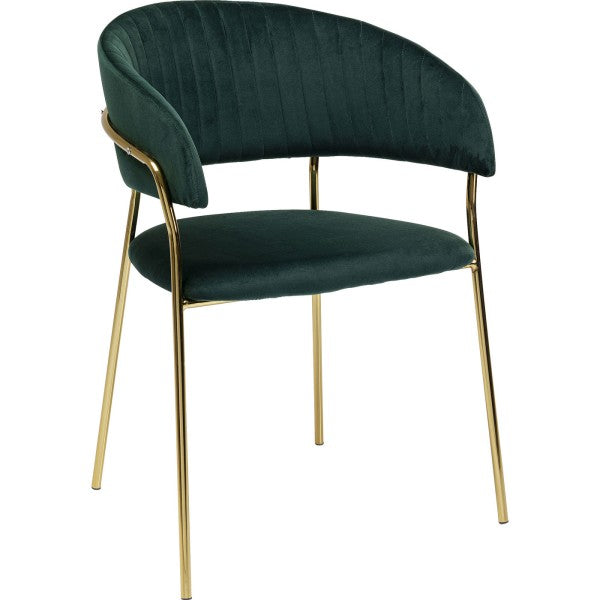 Fauteuil en velours vert de Kare