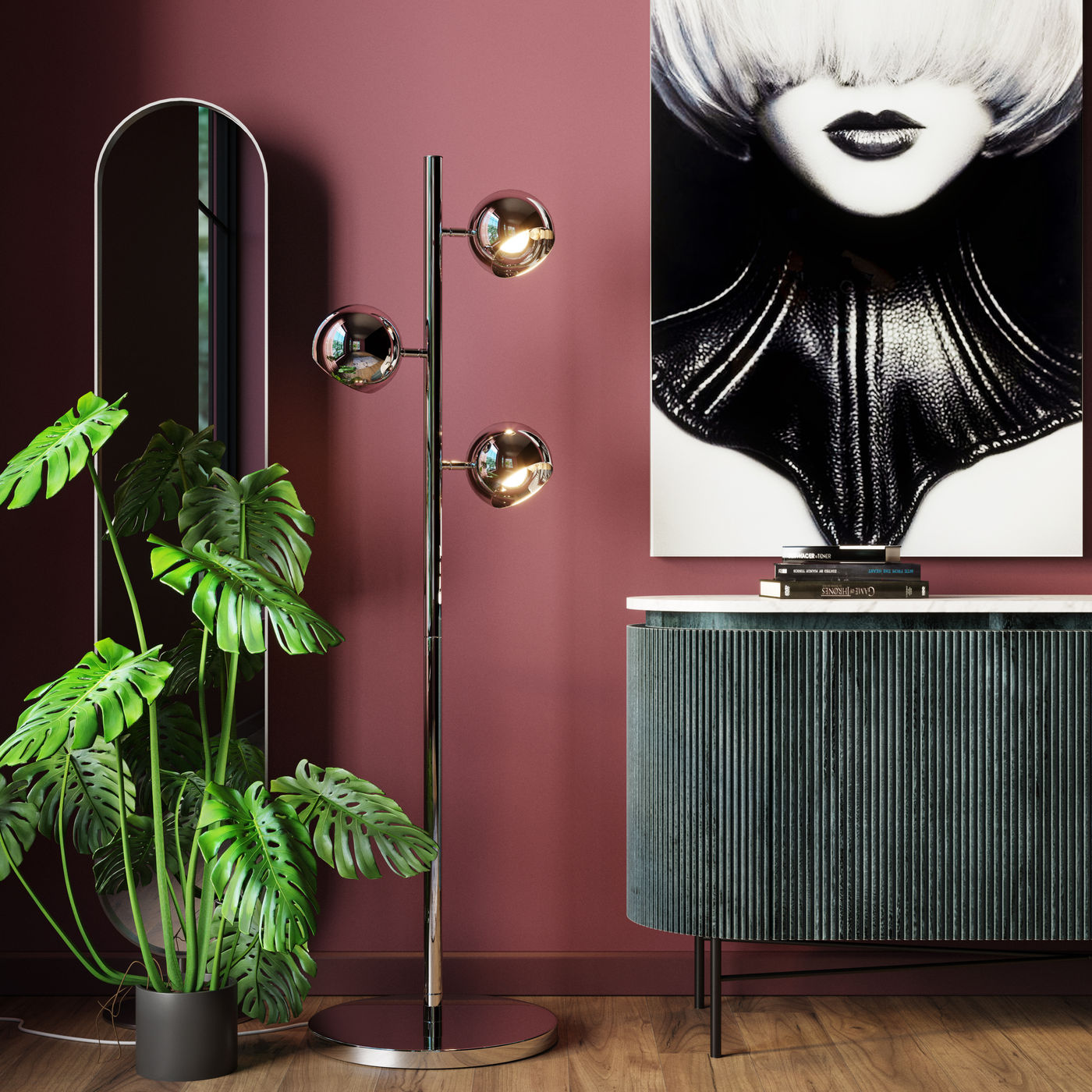 Lampadaire chromé Calotta KARE