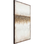 Abstraktes Leinwandbild 55x75cm in Beige-Gold mit glitzernden Akzenten, modernes Wandbild von Kare Design