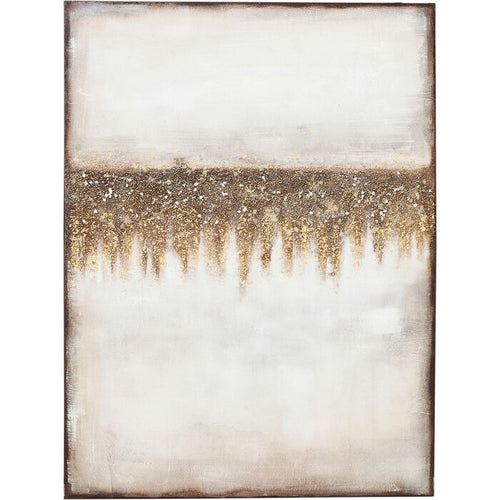 Abstraktes Gemälde mit Goldakzenten auf hellem Hintergrund, 55x75cm, KARE Design