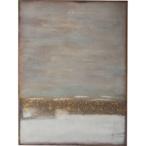Abstraktes Gemälde "Horizon" mit Grau- und Goldtönen, 55x75cm von KARE Design