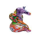 Bunte Graffiti-Elefantenfigur aus Kunstharz, sitzend, multicolor Streetart-Design, dekorative Wohnaccessoire