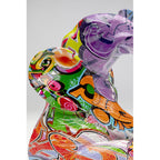 Bunte Graffiti-Elefantenfigur im Zirkusstil, mehrfarbig mit Street-Art-Design, Kare Deko-Skulptur