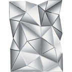 Kare Wandspiegel Prisma 120x80cm mit geometrischen Dreiecken in Silber, modernes Wohnzimmer Dekoelement