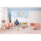 Geometrischer Wandspiegel Prisma 120x80cm über grauem Sofa in pastellfarbenem Wohnzimmer
