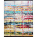 Kare Orizzonte abstraktes Gemälde 80x100cm, bunte horizontale Streifen mit Farbverläufen in Blau, Rot und Gelb