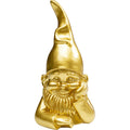 Goldene Zwerg-Figur mit Spitzhut, lächelndes Gesicht, dekorative Skulptur für Wohnzimmer und Garten