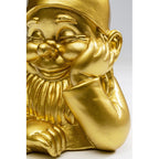 Goldene Zwerg-Dekofigur sitzend, lachend mit Hut – KARE Design Wohnakzent in glänzendem Gold