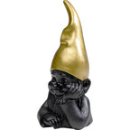 Kare Zwerg Figur Schwarz-Gold 21cm – Dekorative Gartenzwerg Skulptur mit goldenem Spitzhut