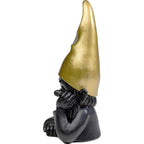 KARE Zwergen-Figur Schwarz-Gold sitzend, dekorative Gnomen-Statue mit goldenem Hut, moderne Wohndekoration