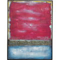 Abstraktes Gemälde KARE Vista in Rot, Blau und Grau mit strukturierter Textur, 90x120 cm