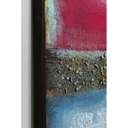Abstraktes Gemälde "Vista" von KARE in Rot und Blau mit Sandstruktur, 90x120 cm, gerahmt