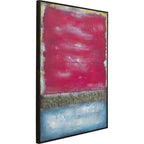 Abstraktes Gemälde «Vista» von KARE, rot-blau mit Textur, 90x120cm, schwarzer Rahmen