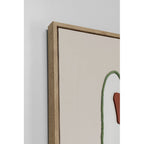 Kare Art Eye Leinwandbild im Holzrahmen, abstrakte Kunst in Beige, Grün und Terrakotta, 60x90 cm