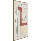 Abstraktes Wandbild „Art Eye" im Holzrahmen, 60x90 cm, mit bunten Linien und geometrischen Formen in Grün, Rot und Gelb