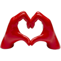 Rote glänzende Keramik-Skulptur KARE Heart Hands, zwei Hände formen ein Herz, 12cm Dekofigur