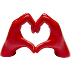 Rote glänzende Keramik-Skulptur KARE Heart Hands, zwei Hände formen ein Herz, 12cm Dekofigur