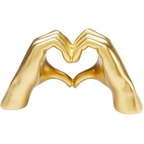 Goldenes Deko-Objekt "Heart Hands" von KARE – zwei Hände formen ein Herz, glänzend goldene Skulptur