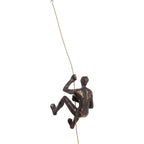 Kare Wanddeko Climber – bronzefarbene Kletterer-Figur aus Kunstharz mit Seil, moderne Wanddekoration