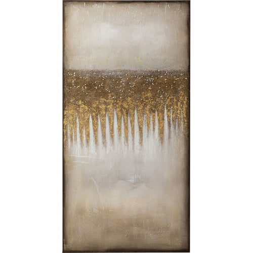 KARE Bild Abstract Fields 200x100 cm – abstraktes Gemälde in Gold, Beige und Braun mit strukturierter Textur