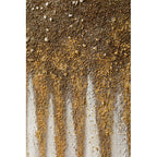 Abstraktes Wandbild mit goldenen Strukturen und Steinen auf weißem Untergrund, 200x100cm – KARE Design
