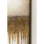 Abstraktes Gemälde "Fields" von KARE, 200x100cm, in Beige, Braun und Gold mit Glitzereffekten
