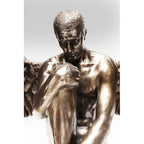 Bronzefarbene Engel-Dekofigur sitzend, nachdenkliche Pose, Flügel sichtbar, KARE Design Skulptur