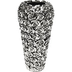 Kare Design Vase Rose Multi Small in Silber mit Rosenrelief-Oberfläche, elegante Keramikvase