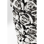 Kare Rose Multi Vase Small in glänzendem Silber mit reliefartigen Rosenblüten-Motiven aus Keramik