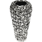Kare Design Vase Rose Multi Small in Silber-Chrom mit Rosenrelief-Oberfläche, elegante Dekovase