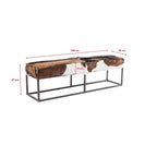 Kare Country Life Bank mit Ziegenfell-Polster und Metallgestell, 140x35x47 cm, Braun/Weiss