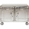 Kare Buster Kommode in Silber mit Rollen, Nieten-Optik und Industrie-Design aus Aluminium