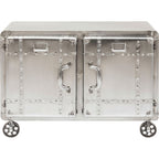 Kare Buster Kommode in Silber mit Rollen, Nieten-Optik und Industrie-Design aus Aluminium
