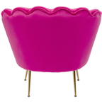 Kare Water Lily Sessel in Pink mit Goldbeinen, Rückansicht, Wellenförmige Rückenlehne, Samt-Polsterung