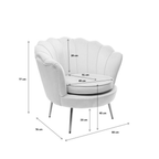 Kare Water Lily Sessel in Weiss mit Muschelform-Lehne und Metallbeinen, Masse: 83x76x77 cm