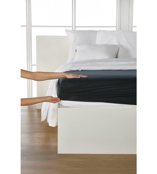 Drap-housse, jersey fin premium/élasthanne 120x200 titane