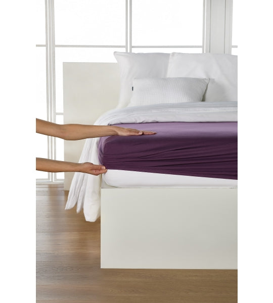 Fixleintuch, Premium-Feinjersey/Elasthan 90-100x200 brombeer