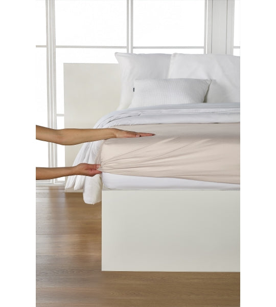 Drap-housse en jersey fin de qualité supérieure/élasthanne 140-160/200 naturel