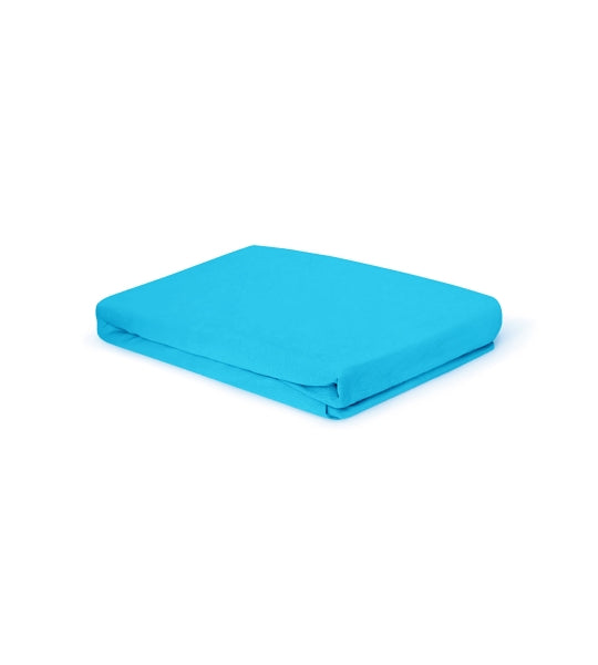 Drap-housse, jersey fin de qualité supérieure/élasthanne 140-160/200 bleu glacier/turquoise