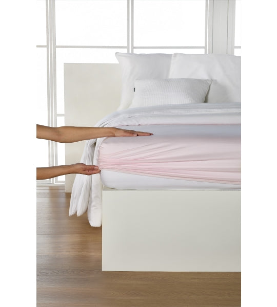 Drap-housse en jersey fin de qualité supérieure/élasthanne 140-160/200 rose