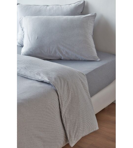 Housse de couette en jersey chiné à rayures platine 160x210cm